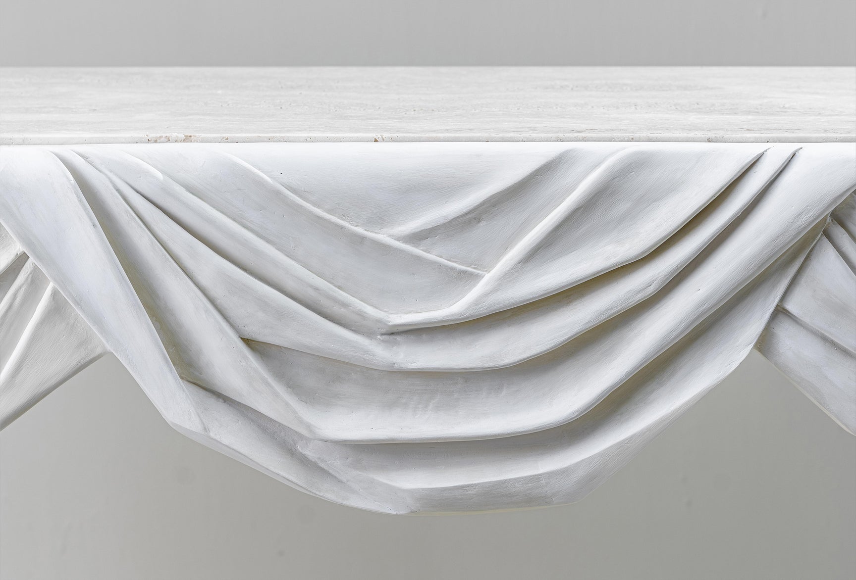 Anziano White with Romano Travertine unfilled and honed marble