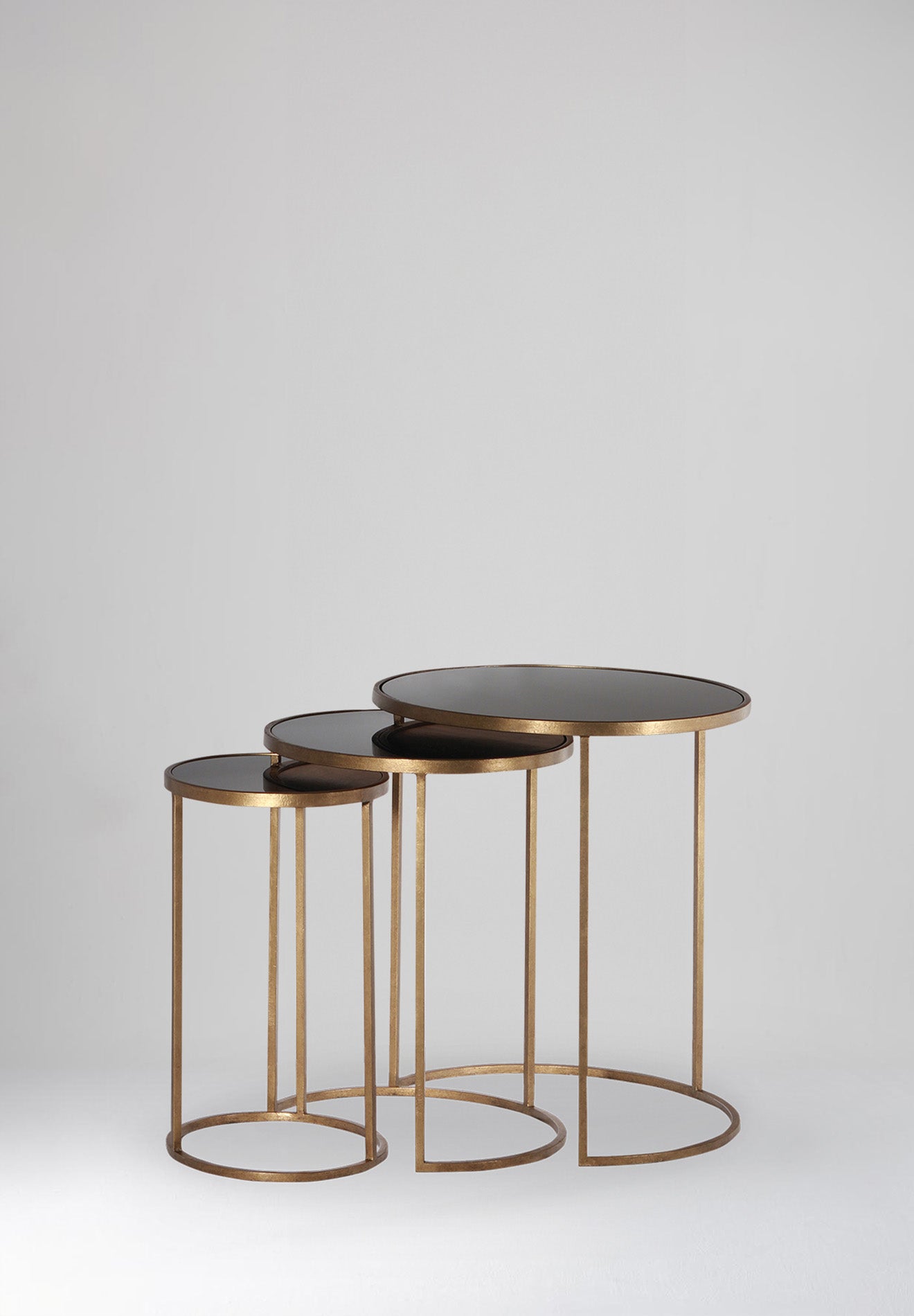 French Brass shown with Black Glass Tops