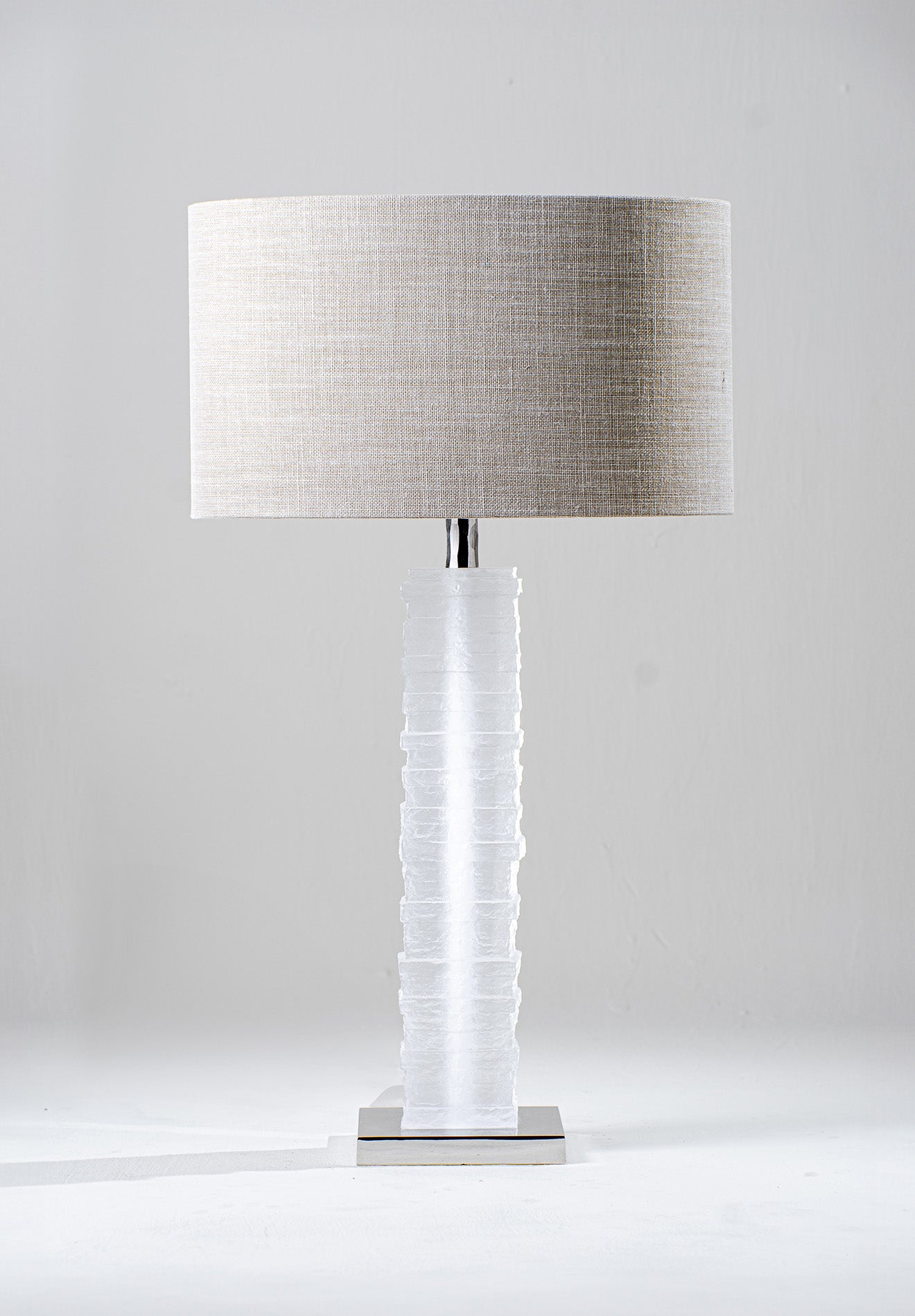 Clear shown with Nickel with 18" Straight Oval in Natural Linen with Cream Card lining