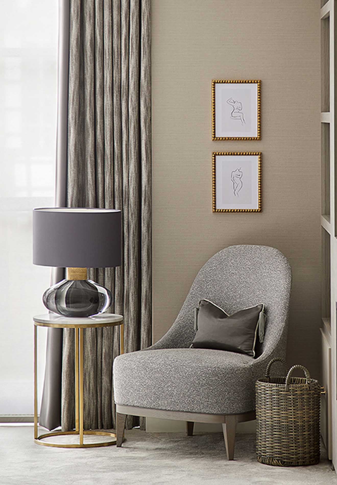 Porta Romana Cologne Lamp in Charcoal featured inSixty 3 London's Interior, photography by Julian Abrams