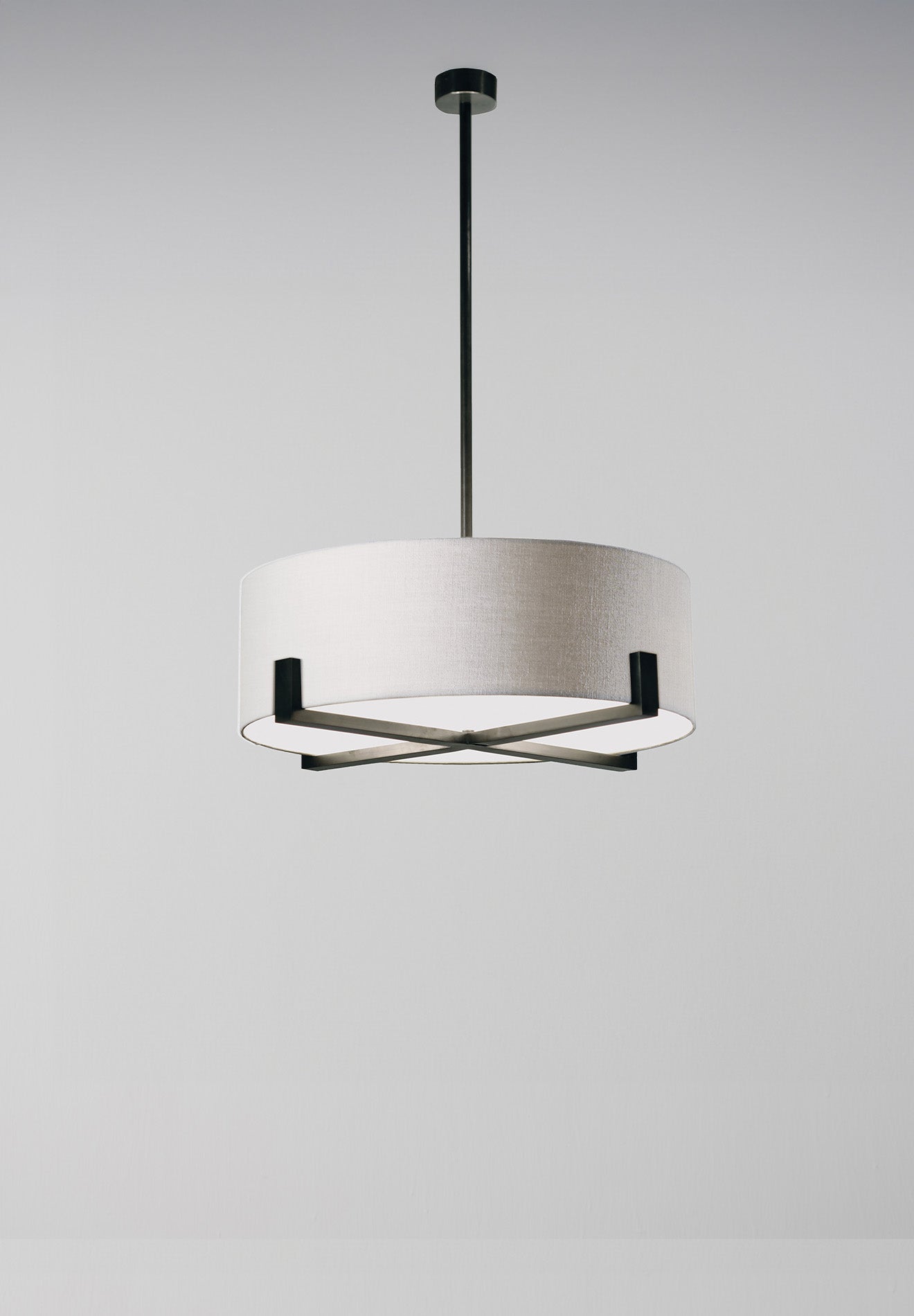 Bronze shown with Natural Linen and Frosted Perspex Diffuser with Cream Card lining