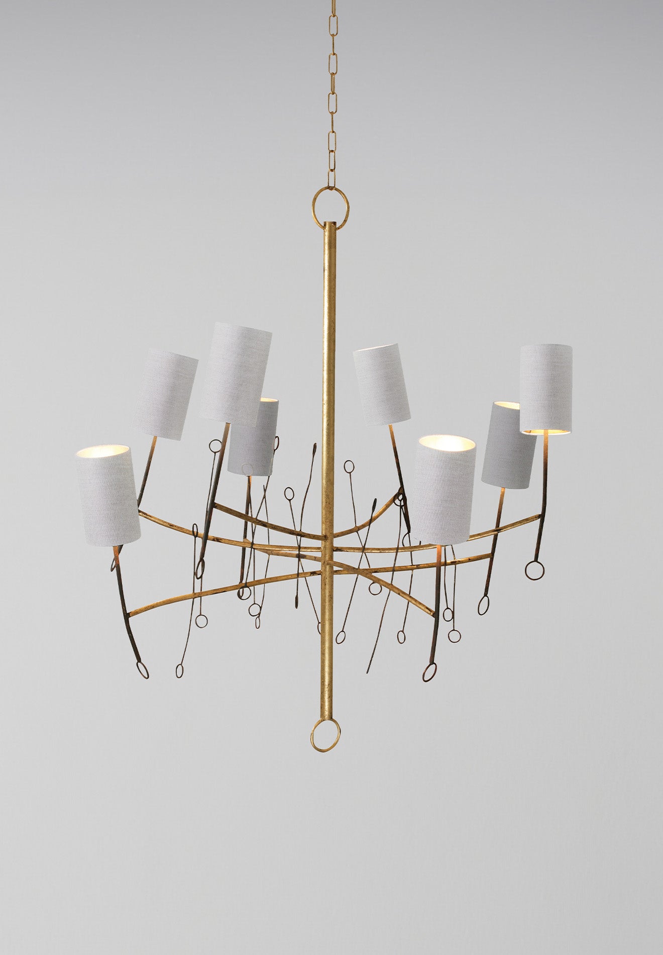 Scratched Gold with Fired Copper shown with 4.25" Cylinders in Natural Linen with Champagne Card Lining 