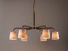 Dark Cane and Brass with 5.5" Downlight Fez in Natural Linen and Cream Card lining 