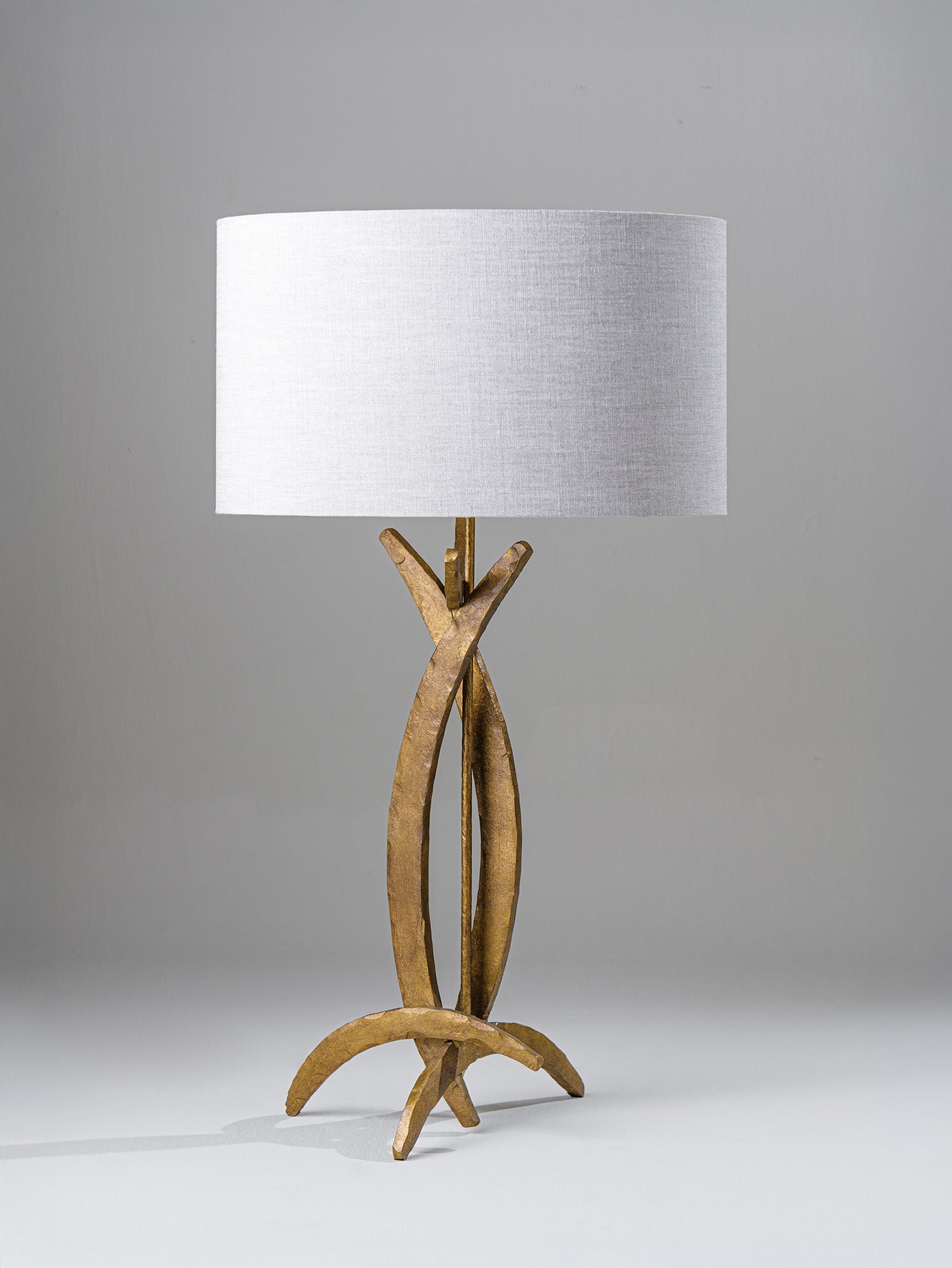 French Brass shown with 18" Straight Oval in Natural Linen with Cream Card lining