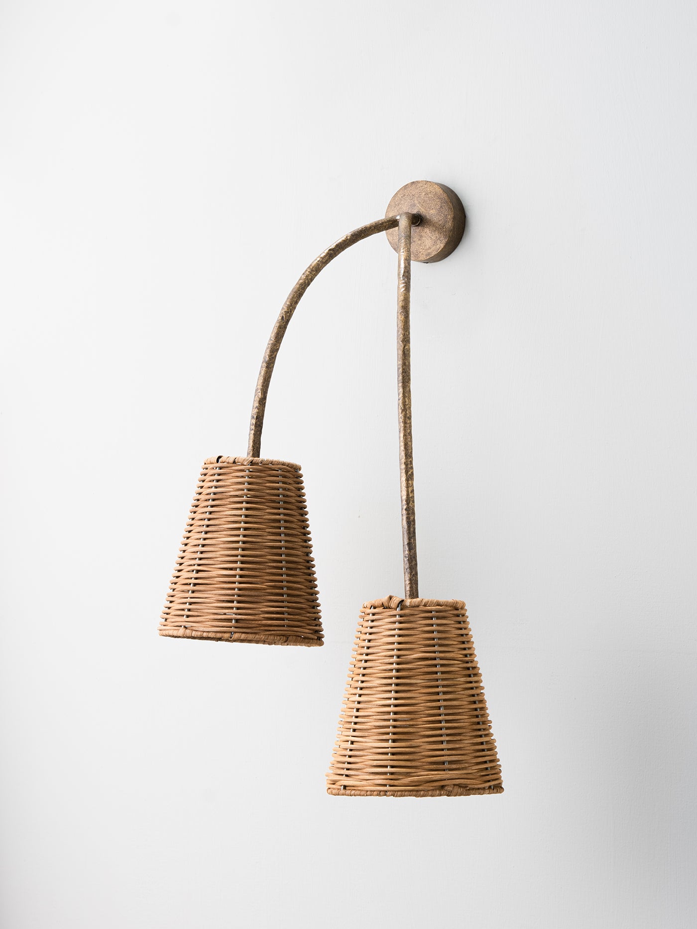 Huck Wall Light shown with 6" Empire in Wicker (Right version)