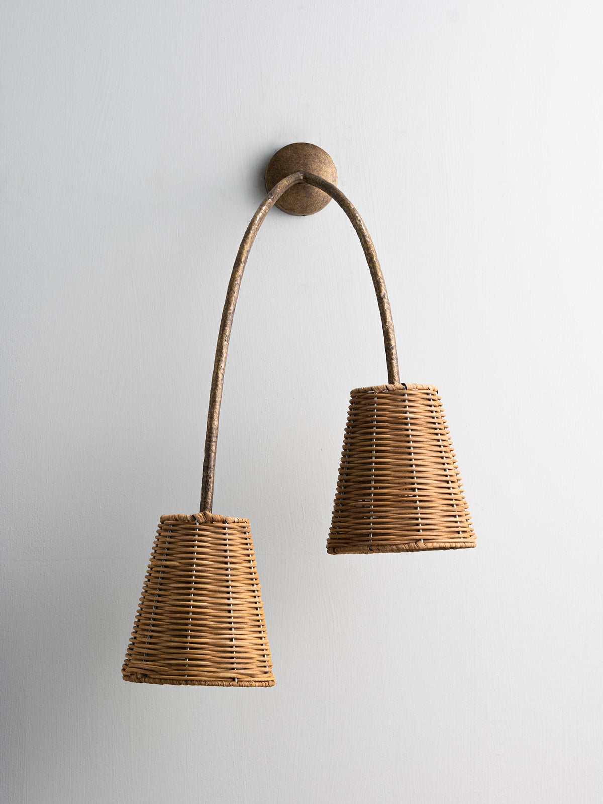 Huck Wall Light shown with 6" Empire in Wicker (left version)