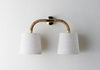 Dark Cane with Brass shown with 2 x 5.5" Downlight Fez Natural Linen and Cream Card lining 
