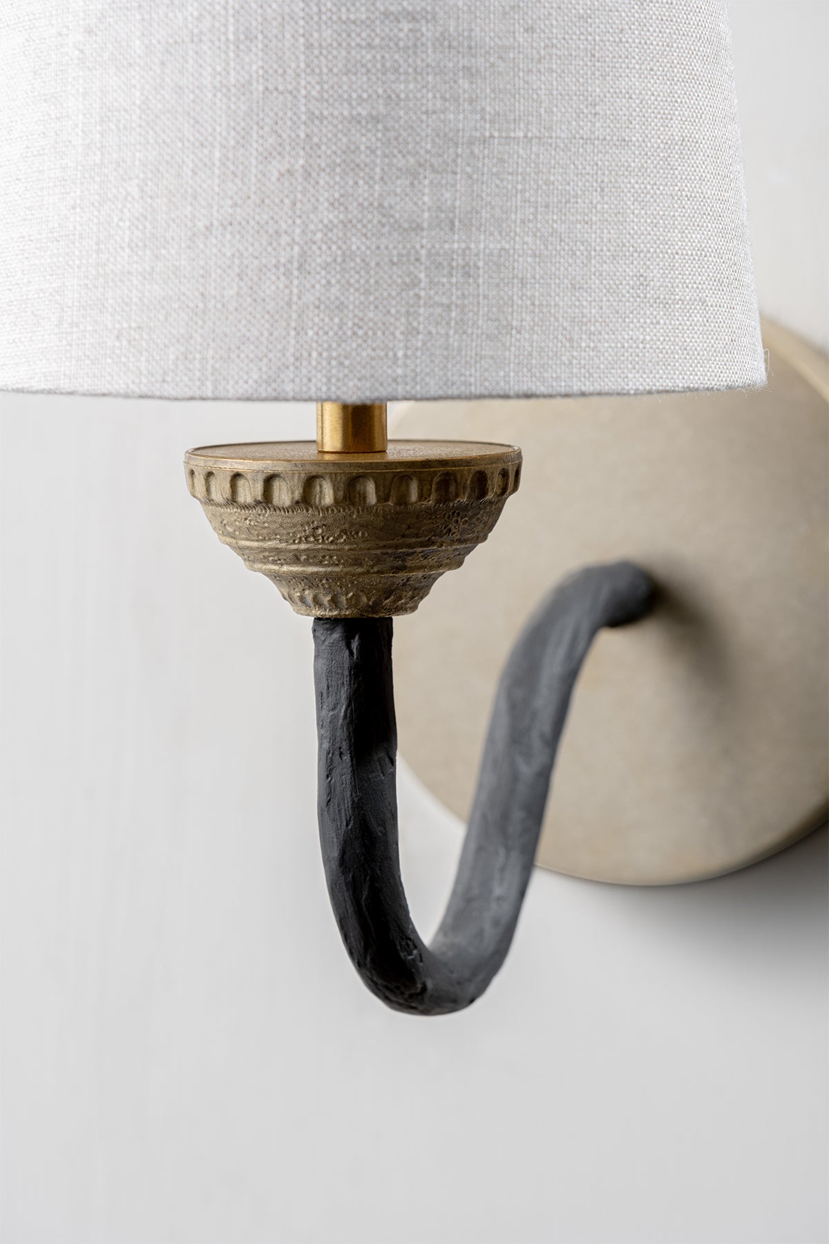 Black with Brass shown 5.5" Fez in Natural Linen with Cream Card lining with UL Back Plate