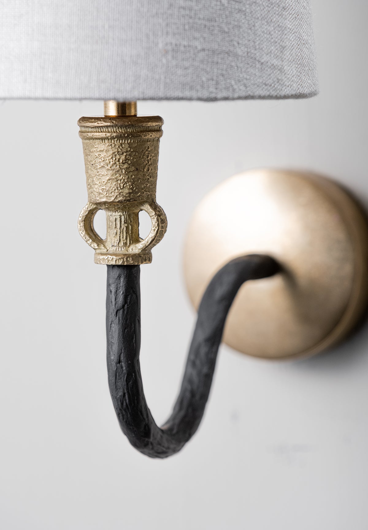 Black with Brass shown 5.5" Fez in Natural Linen with Cream Card lining