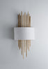 Gold with 10" Caged Semi Cylinder in Natural Linen with Cream Card Lining