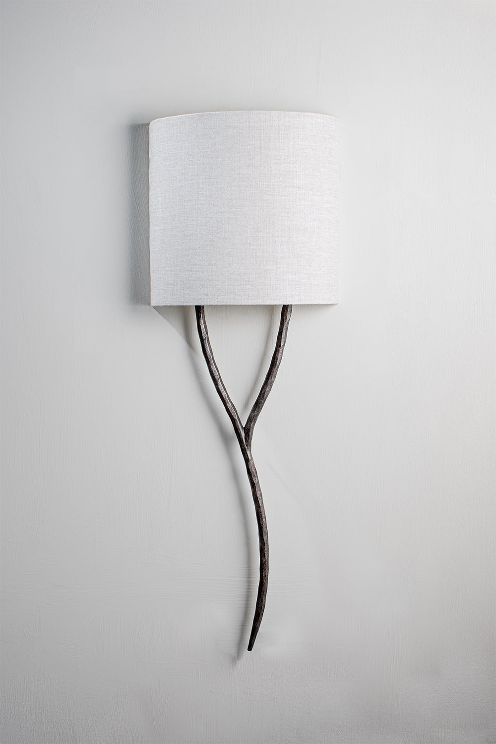 Burnt Silver shown with 12" Yves Semi Cylinder in Natural Linen with cream card lining | Left