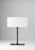 New Bronze with Rectangular Base shown with 16" Rectangle Shade in Natural Linen with Cream Card lining