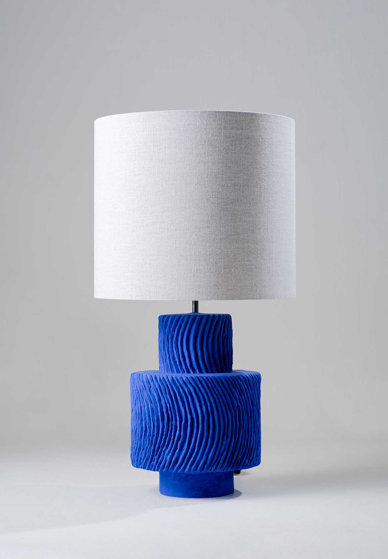 Electric Blue with 16" Low Hat in Natural Linen with Cream Card lining