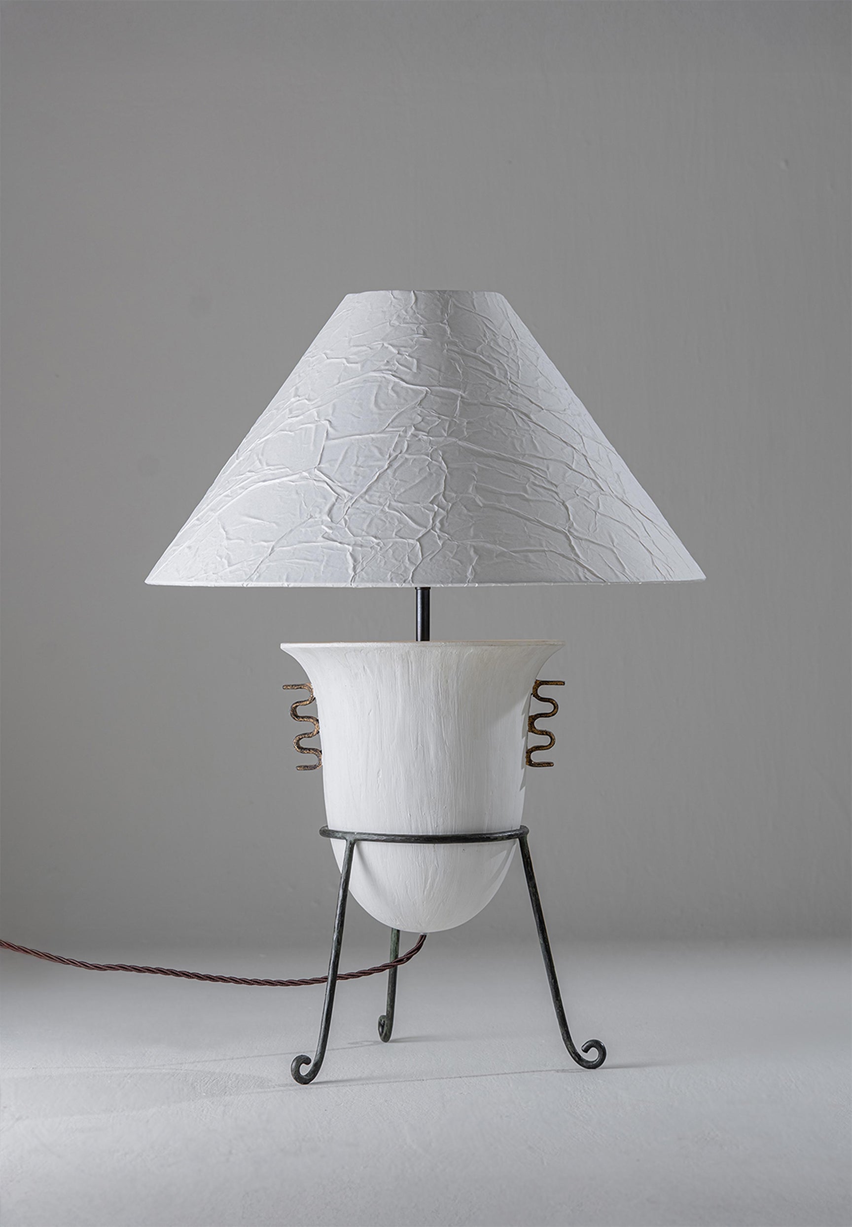 Anziano White and Distressed Gold with Verdigris with 20" Coolie in Crushed Paper