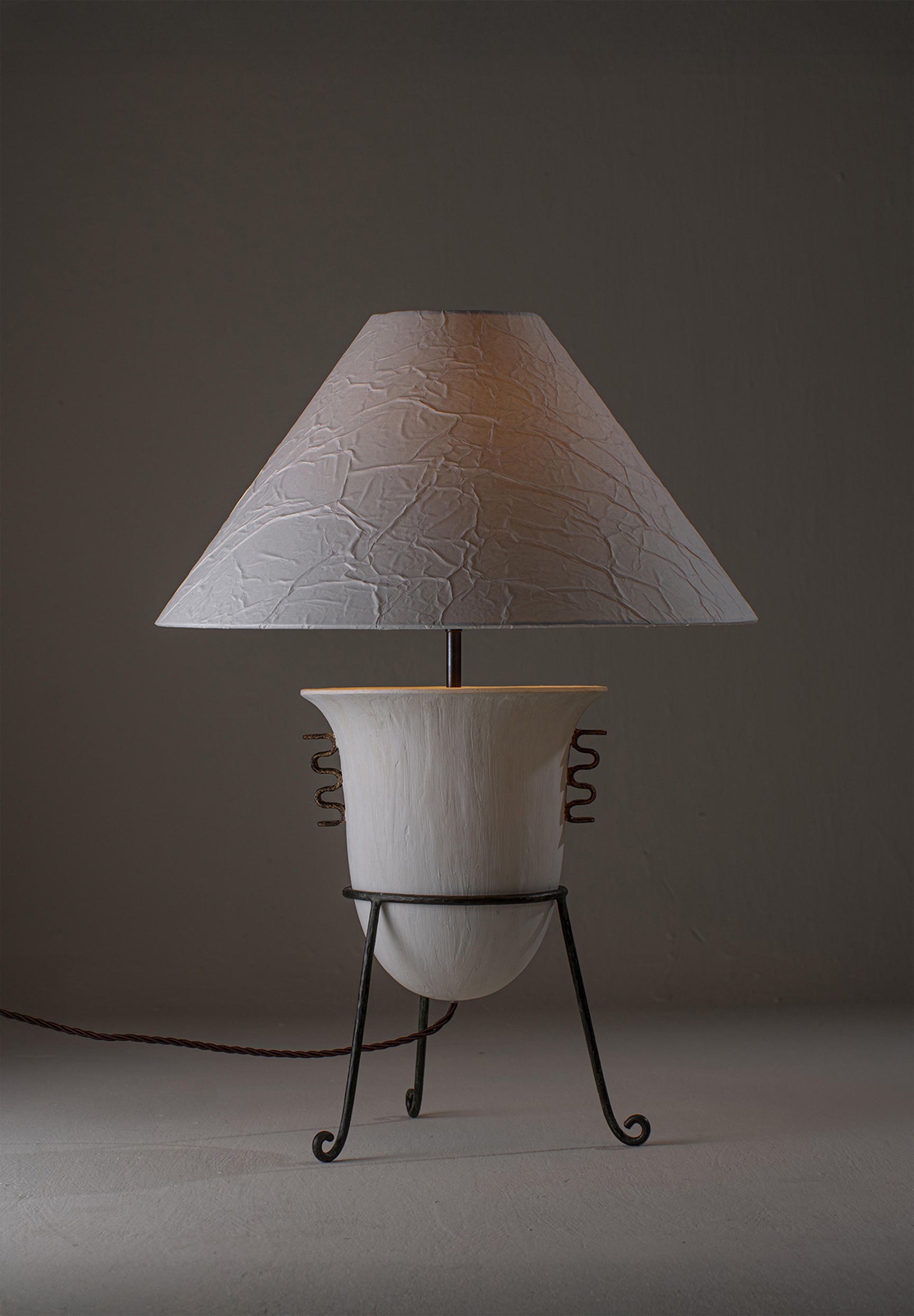 Anziano White and Distressed Gold with Verdigris with 20" Coolie in Crushed Paper