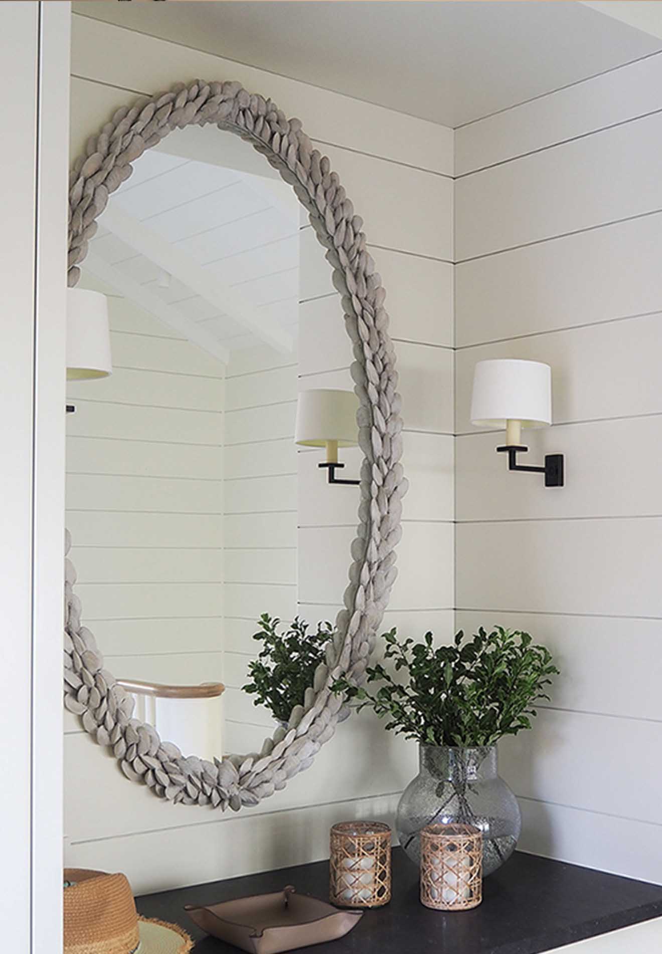 Porta Romana Mussel Shell mirror featured in Divine Design Oslo Interior Architecture | Photography by Studio C