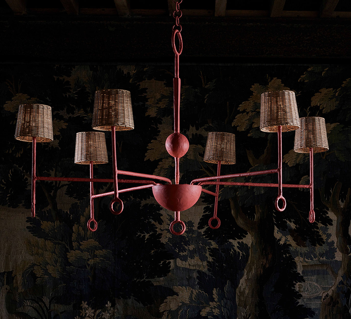 Porta Romana Crawford Chandelier Indian Red