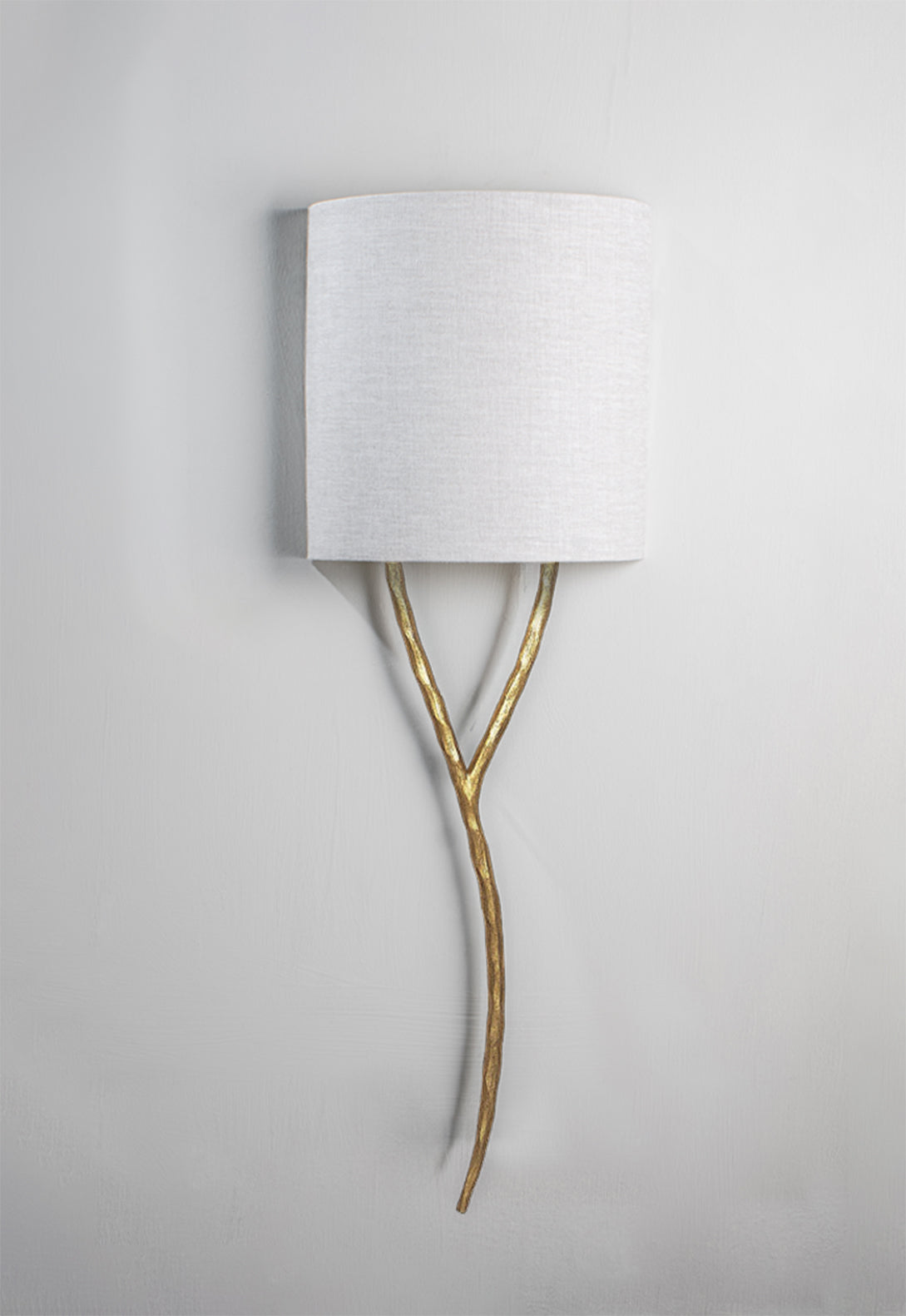 White Gold shown with 12" Yves Semi Cylinder in Natural Linen with cream card lining | Left