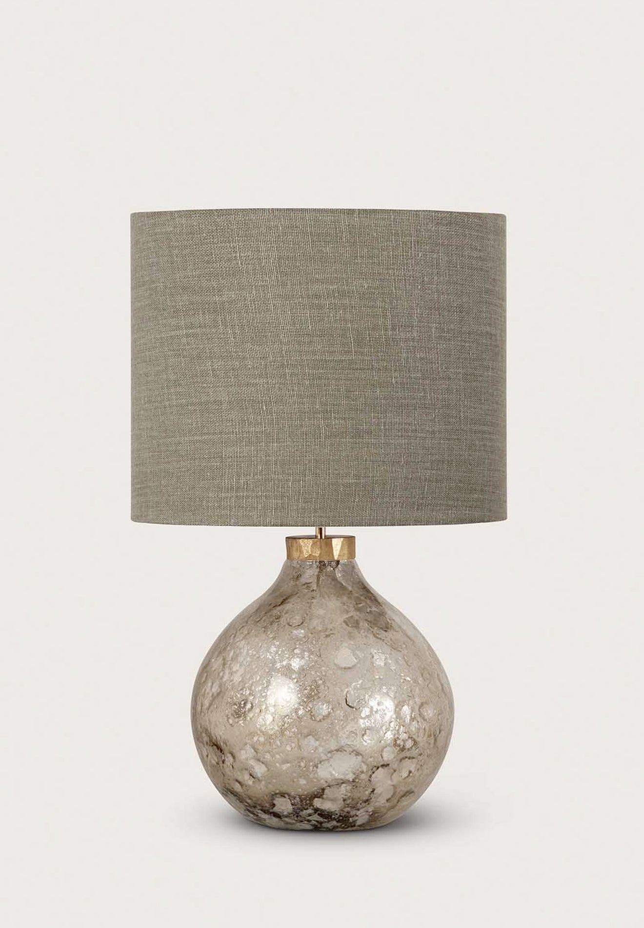 Pale Olive shown with 16" Tall Cylinder in Husk Linen with gold collar with Cream Card lining