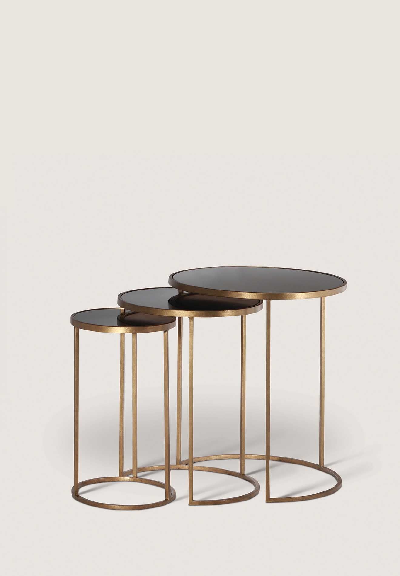 French Brass shown with Black Glass Tops