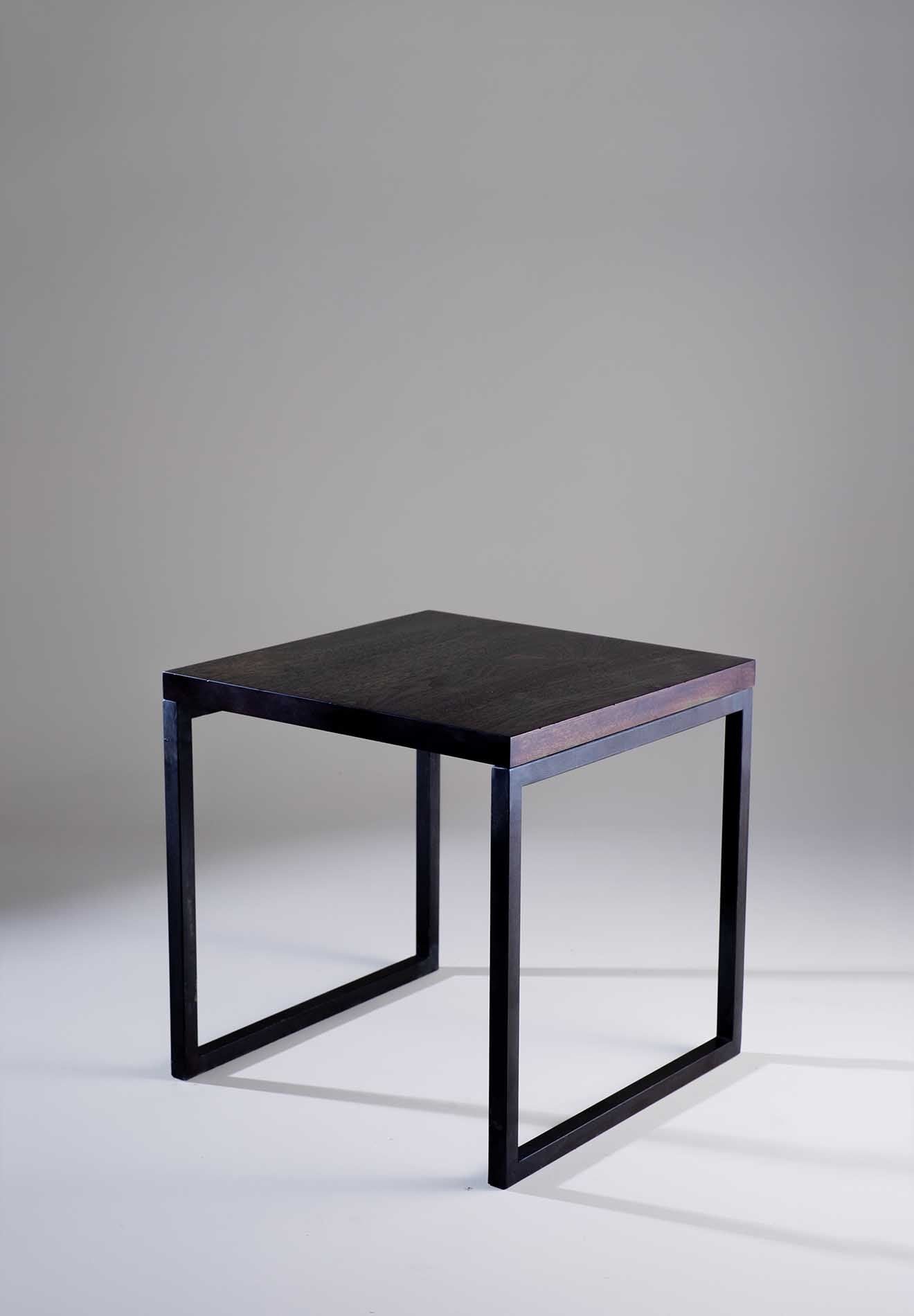 Caulfield Table in Carbon shown with Blackened Walnut Top