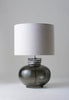 Charcoal with Bodu Silver collar shown with 16" Tall Cylinder in Natural Linen with Cream Card lining