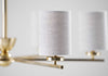 Antiqued Brass with 6 x 3.5" Top Hat lampshades in Natural Linen with Cream Card lining