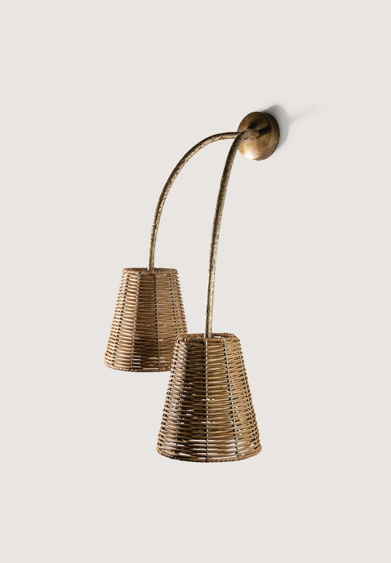 Huck Wall Light shown with 6" Empire in Wicker (Left version)