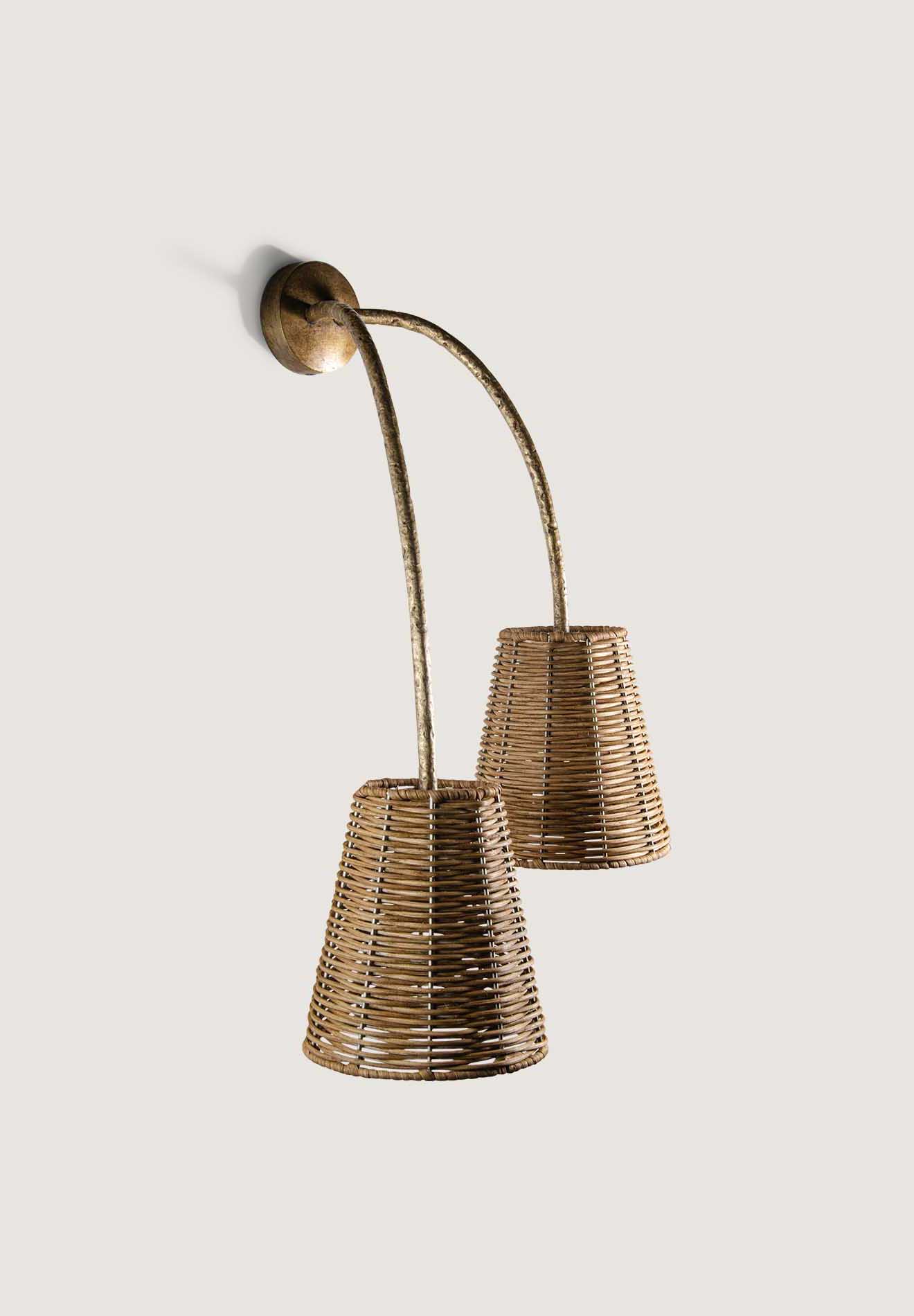 Huck Wall Light shown with 6" Empire in Wicker (Right version)