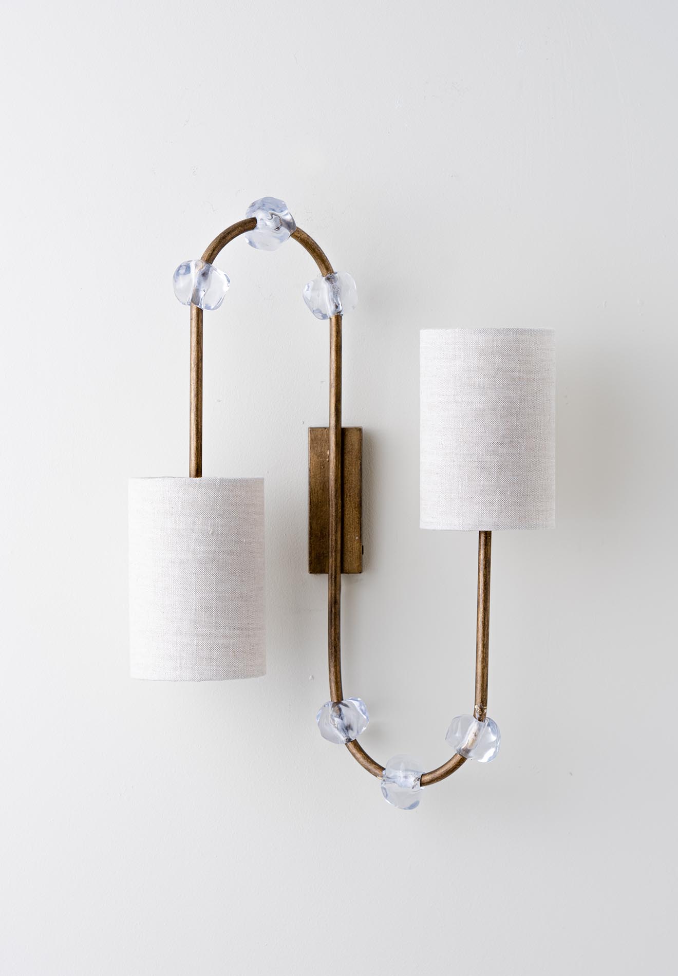 French Brass shown with 2 x 4" Cylinder in Natural Linen and Cream Card lining