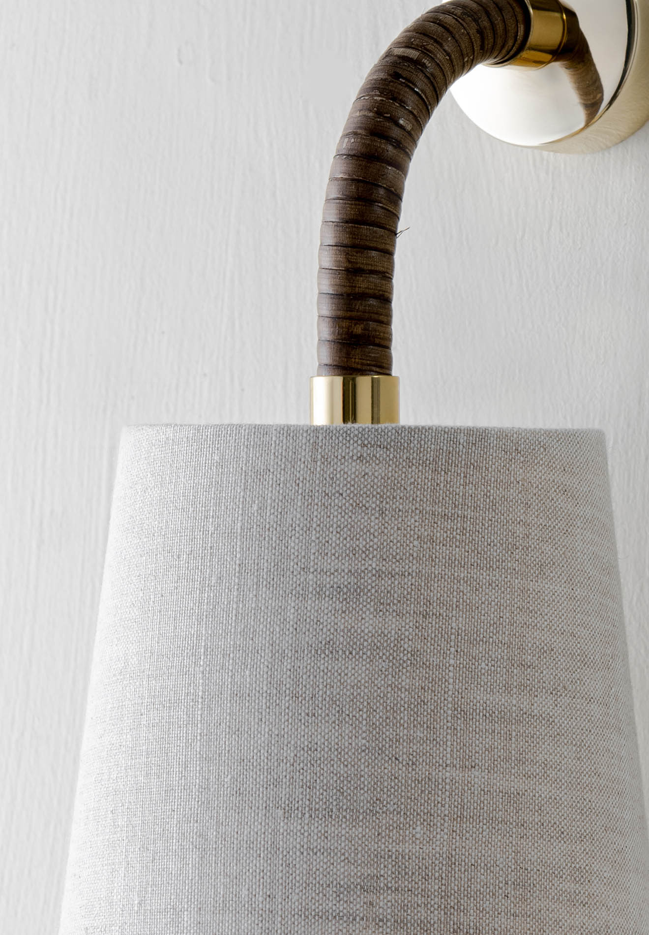 Dark Cane with Brass shown with 5.5" Downlight Fez Natural Linen and Cream Card lining