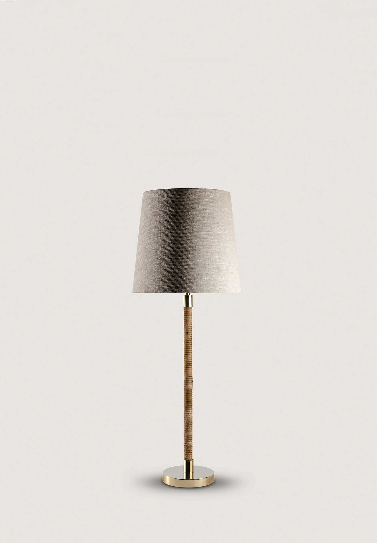 Dark Cane in Brass shown with 10" Bongo Natural Linen with Cream Card lining